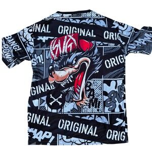 Apizode‎ Wolf Graphic Print Lightweight Men's Black Short Sleeve T-Shirt Size L